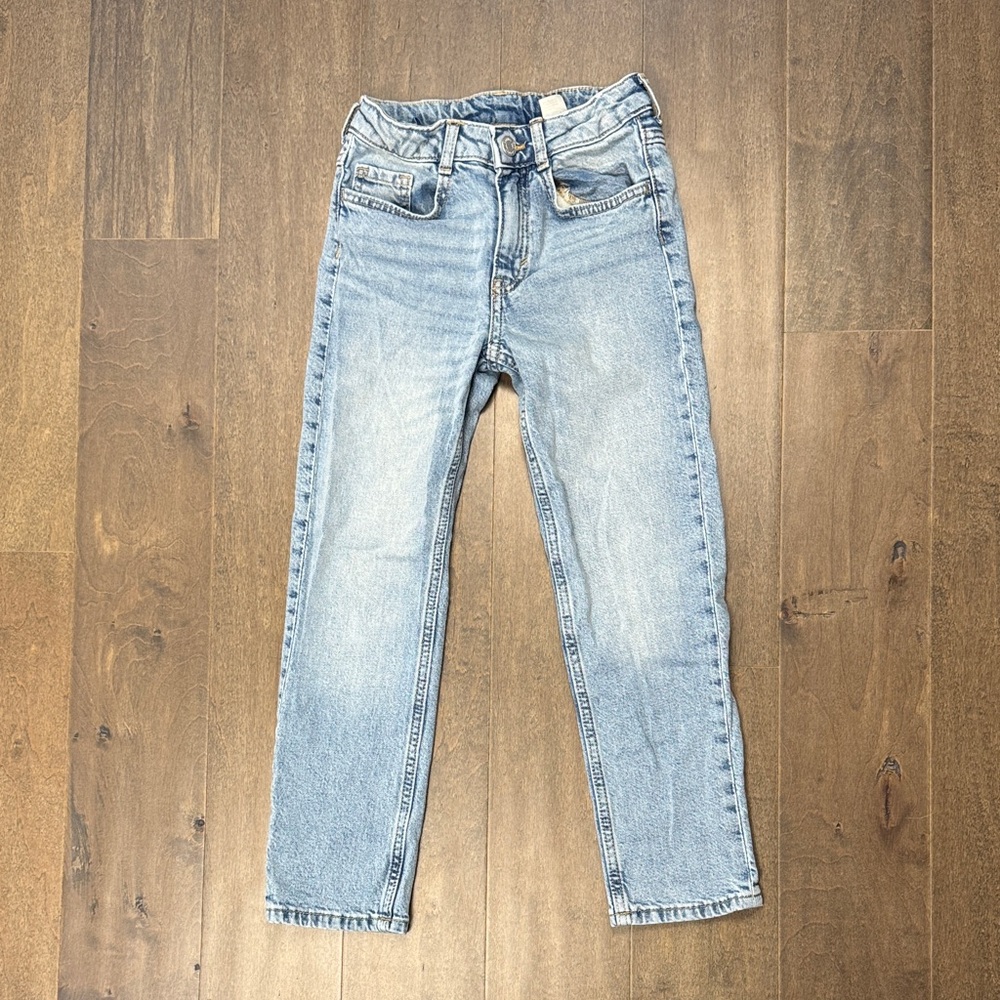 H&M Straight Fit Light Wash Jeans Kids Size 7 Adjustable Waist Denim 3/$30
